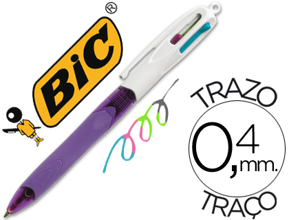 Bolígrafo Bic 4 colores pastel con grip